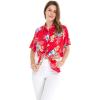 imageWomens Hawaiian Tie Front Crop Top Aloha Shirt in Wispy CereusHibiscus Red