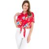 imageWomens Hawaiian Tie Front Crop Top Aloha Shirt in Wispy CereusHibiscus Red