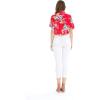 imageWomens Hawaiian Tie Front Crop Top Aloha Shirt in Wispy CereusHibiscus Red
