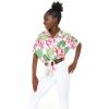 imageWomens Hawaiian Tie Front Crop Top Aloha Shirt in Wispy CereusLotus and Orchid