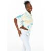 imageWomens Hawaiian Tie Front Crop Top Aloha Shirt in Wispy CereusSandy Beach Sun Kissed Yellow