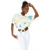 imageWomens Hawaiian Tie Front Crop Top Aloha Shirt in Wispy CereusSandy Beach Sun Kissed Yellow