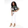imageWomens Hawaiian Tie Front Crop Top Aloha Shirt in Wispy CereusWispy Cereus Black