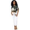 imageWomens Hawaiian Tie Front Crop Top Aloha Shirt in Wispy CereusWispy Cereus Black