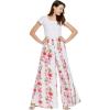 imageLady High Slit Wide Leg Pants in Tropical Pink Line FloralPink White Hibiscus Vine