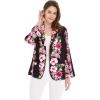 imageWomen Light Weight Rayon Casual Open Front Jacket CardiganPink Black Hibiscus Vine