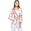 imageWomen Light Weight Rayon Casual Open Front Jacket CardiganPink White Hibiscus Vine