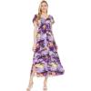 imageWomens Hawaiian Maxi Ruffle Sleeve Dress in Sunset PatternsSunset Purple