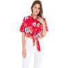 imageWomens Hawaiian Tie Front Crop Top Aloha Shirt in Wispy CereusHibiscus Red