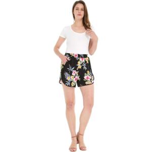 imageHawaii Hangover Women Elastic Waist Shorts with Pockets in HibiscusHibiscus Black