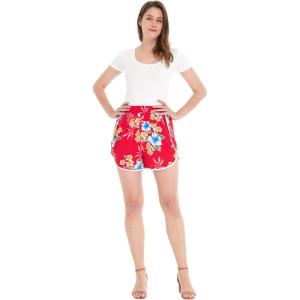 imageHawaii Hangover Women Elastic Waist Shorts with Pockets in HibiscusHibiscus Red