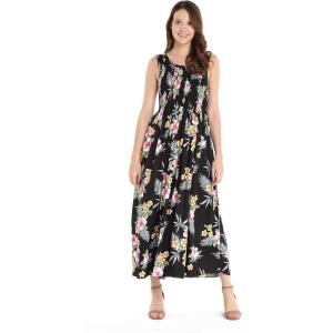 imageWomens Hawaiian Maxi Tank Elastic Luau Dress in HibiscusHibiscus Black