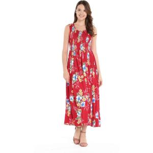 imageWomens Hawaiian Maxi Tank Elastic Luau Dress in HibiscusHibiscus Red