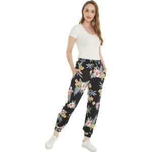 imageWomens Hawaiian Print Jogger Pants in Hibiscus BlueHibiscus Black