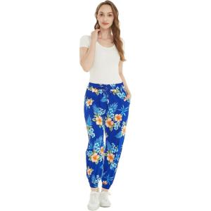 imageWomens Hawaiian Print Jogger Pants in Hibiscus BlueHibiscus Blue