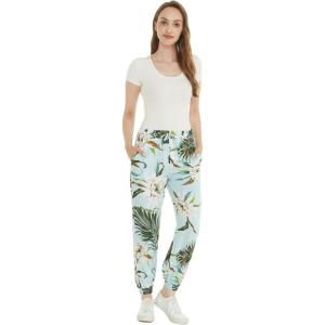 imageWomens Hawaiian Print Jogger Pants in Wispy Cereus Light BlueWispy Cereus Light Blue