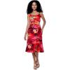 imageHawaii Hangover Womens Hawaiian Mermaid Ruffle Dress Sunset and DolphinSunset and Dolphin Red