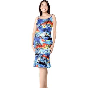 imageHawaii Hangover Womens Hawaiian Mermaid Ruffle Dress Sunset and DolphinSunset and Dolphin Blue