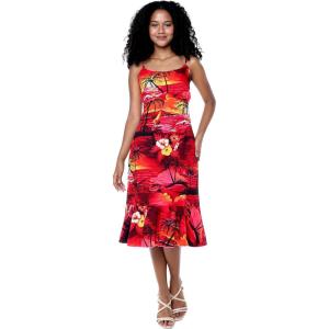 imageHawaii Hangover Womens Hawaiian Mermaid Ruffle Dress Sunset and DolphinSunset and Dolphin Red