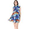 imageHawaii Hangover Womens Vintage Fit and Flare Dress in Classic Hibiscus RedShirt Dress Sunset and Dolphin Blue