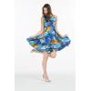 imageHawaii Hangover Womens Vintage Fit and Flare Dress in Classic Hibiscus RedSunset With Dolphin  Blue