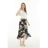 imageWomens Hawaiian Luau Wrap Ruffle Skirt in Hibiscus BlueHibiscus Black