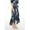 imageWomens Hawaiian Luau Wrap Ruffle Skirt in Sunset Neon PastelPineapple Garden Navy