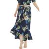 imageWomens Hawaiian Luau Wrap Ruffle Skirt in Sunset Neon PastelPineapple Garden Navy