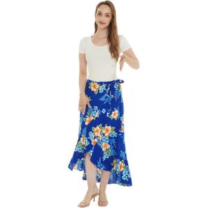 imageWomens Hawaiian Luau Wrap Ruffle Skirt in Hibiscus BlueHibiscus Blue