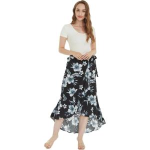 imageWomens Hawaiian Luau Wrap Ruffle Skirt in Midnight BloomMidnight Bloom