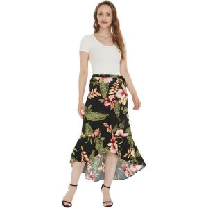 imageWomens Hawaiian Luau Wrap Ruffle Skirt in Rafelsia CreamRafelsia Black