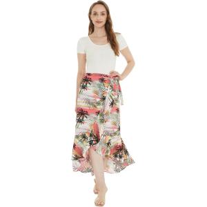 imageWomens Hawaiian Luau Wrap Ruffle Skirt in Sunset Neon PastelSunset Neon Pastel