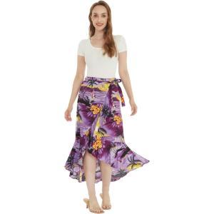 imageWomens Hawaiian Luau Wrap Ruffle Skirt in Sunset Neon PastelSunset Purple