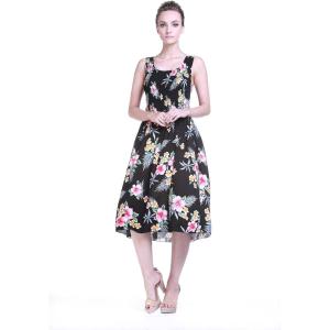 imageWomens Hawaiian Tank Elastic Luau Dress Hibiscus PatternsHibiscus Black