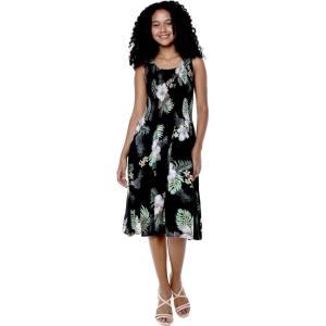imageWomens Hawaiian Tank Elastic Luau Dress Rafelsia BorderPineapple Garden Black