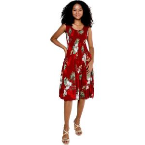 imageWomens Hawaiian Tank Elastic Luau Dress Rafelsia BorderPineapple Garden Burgundy