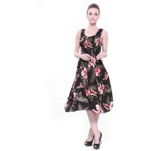 imageWomens Hawaiian Tank Elastic Luau Dress in Rafelsia Black