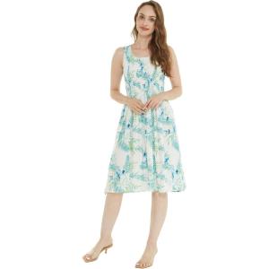 imageWomens Hawaiian Tank Elastic Luau Dress in Wispy CereusOrchid Breeze White