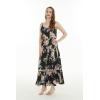 imageHawaii Hangover Womens Hawaiian Maxi Tiered Dress in Hibiscus BlueHibiscus Black