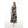 imageHawaii Hangover Womens Hawaiian Maxi Tiered Dress in Hibiscus BlueHibiscus Black