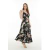 imageHawaii Hangover Womens Hawaiian Maxi Tiered Dress in Hibiscus BlueHibiscus Black