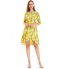 imageWomens Hawaiian 34 Sleeve Mermaid Ruffle Tunic Dress in Hibiscus BlueGarden Poppy Yellow