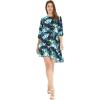 imageWomens Hawaiian 34 Sleeve Mermaid Ruffle Tunic Dress in Hibiscus BlueOrchid Breeze Navy
