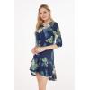 imageWomens Hawaiian 34 Sleeve Mermaid Ruffle Tunic Dress in Pineapple Garden NavyPineapple Garden Navy