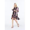 imageWomens Hawaiian 34 Sleeve Mermaid Ruffle Tunic Dress in Pink HibiscusPink Black Hibiscus Vine