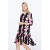 imageWomens Hawaiian 34 Sleeve Mermaid Ruffle Tunic Dress in Pink HibiscusPink Black Hibiscus Vine