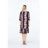 imageWomens Hawaiian 34 Sleeve Mermaid Ruffle Tunic Dress in Pink HibiscusPink Black Hibiscus Vine