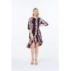 imageWomens Hawaiian 34 Sleeve Mermaid Ruffle Tunic Dress in Pink HibiscusPink Black Hibiscus Vine