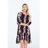 imageWomens Hawaiian 34 Sleeve Mermaid Ruffle Tunic Dress in Pink HibiscusPink Black Hibiscus Vine