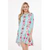imageWomens Hawaiian 34 Sleeve Mermaid Ruffle Tunic Dress in Pink HibiscusPink Turquoise Hibiscus Vine